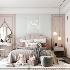 7+ Mẫu Phòng Ngủ Bé Gái Kết Hợp Bàn Trang Điểm Xinh Xắn