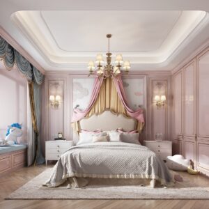 10 Mẫu Phòng Ngủ Trẻ Em Màu Hồng Phong Cách Sang Trọng, Cổ Điển Cho Bé Gái