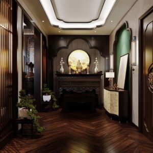 Mẫu Phòng Thờ Phật - Phòng Thờ Gia Tiên Phong Cách Indochine Style